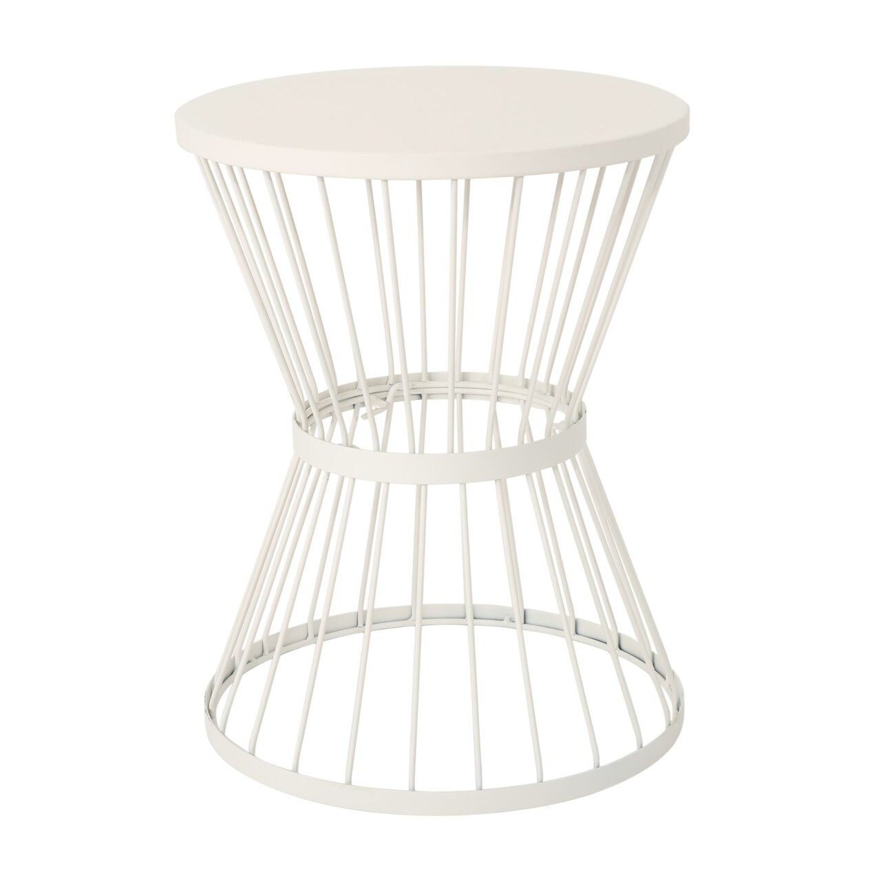 Contemporary Home Living 21" Matte White Contemporary Hourglass Outdoor Patio Side Tables